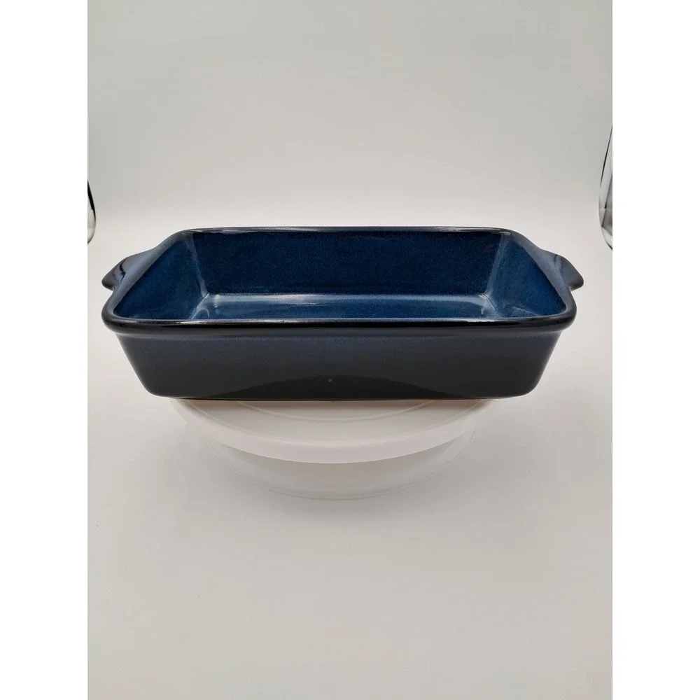 Blue Basque Ceramique Andalusian Stoneware. 13 Inch Rectangular Baker.  Needs...